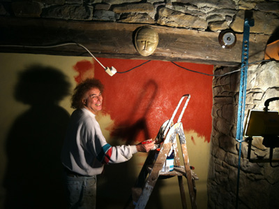 painting the back of the fireplace
