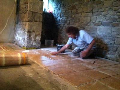 tiling the living room floor